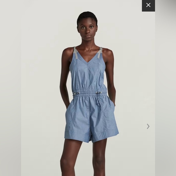 G-Star Pants - G-Star Blue Jumpsuit with Gray Straps